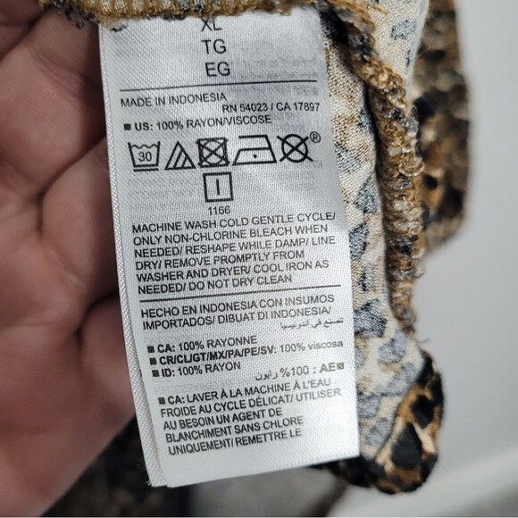 Old Navy Cheetah Animal Print Midi Soft Crepe Tie Front Dress Size Xl - Picture 6 of 9